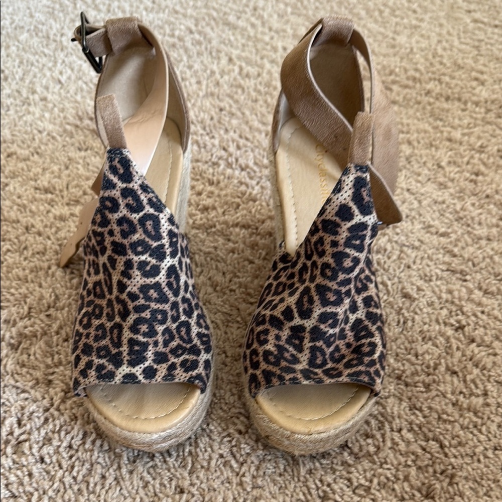 Cityclassified Brown Tan Espadrille Wedge Sandals